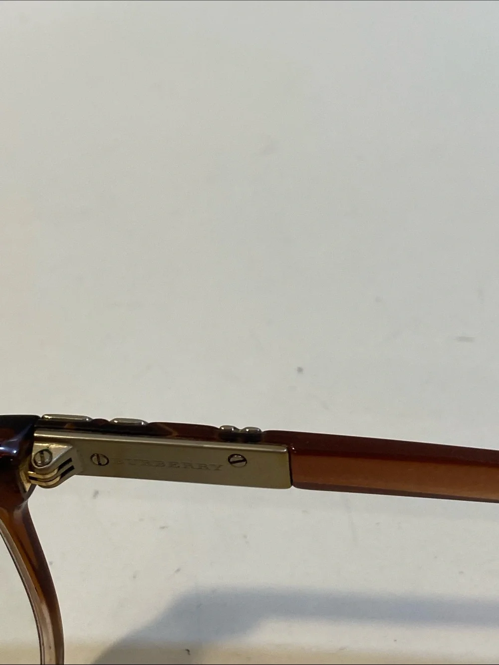 BURBERRY Brown Rectangular  Glasses with Metallic Accent